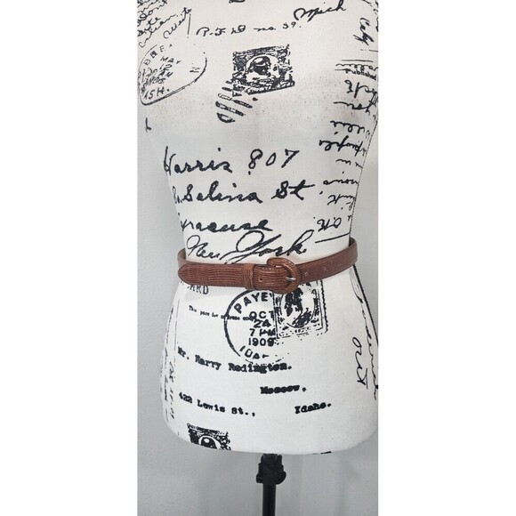 Vtg Calvin Klein Lizard Leather Belt Women Size S Brown Hipster Textured USA main image 7